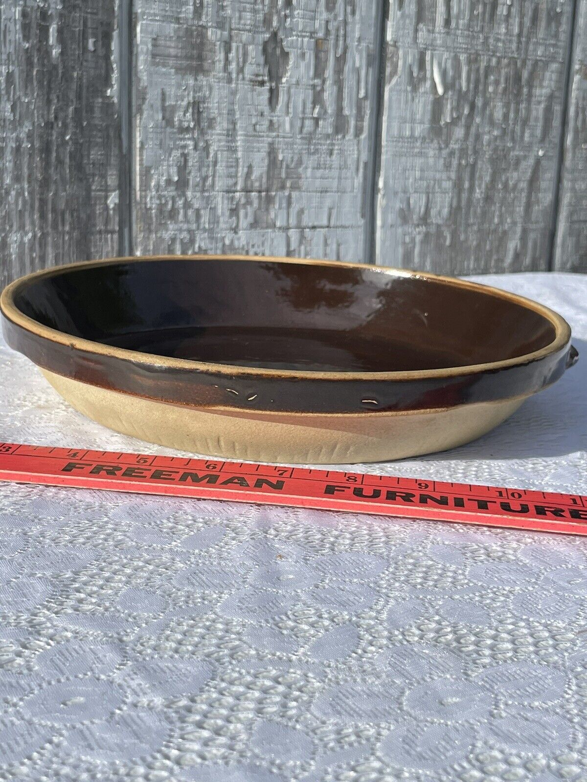 Antique 1930s Brown Stoneware Glazed Cook-Rite Pie Plate Pan 10\
