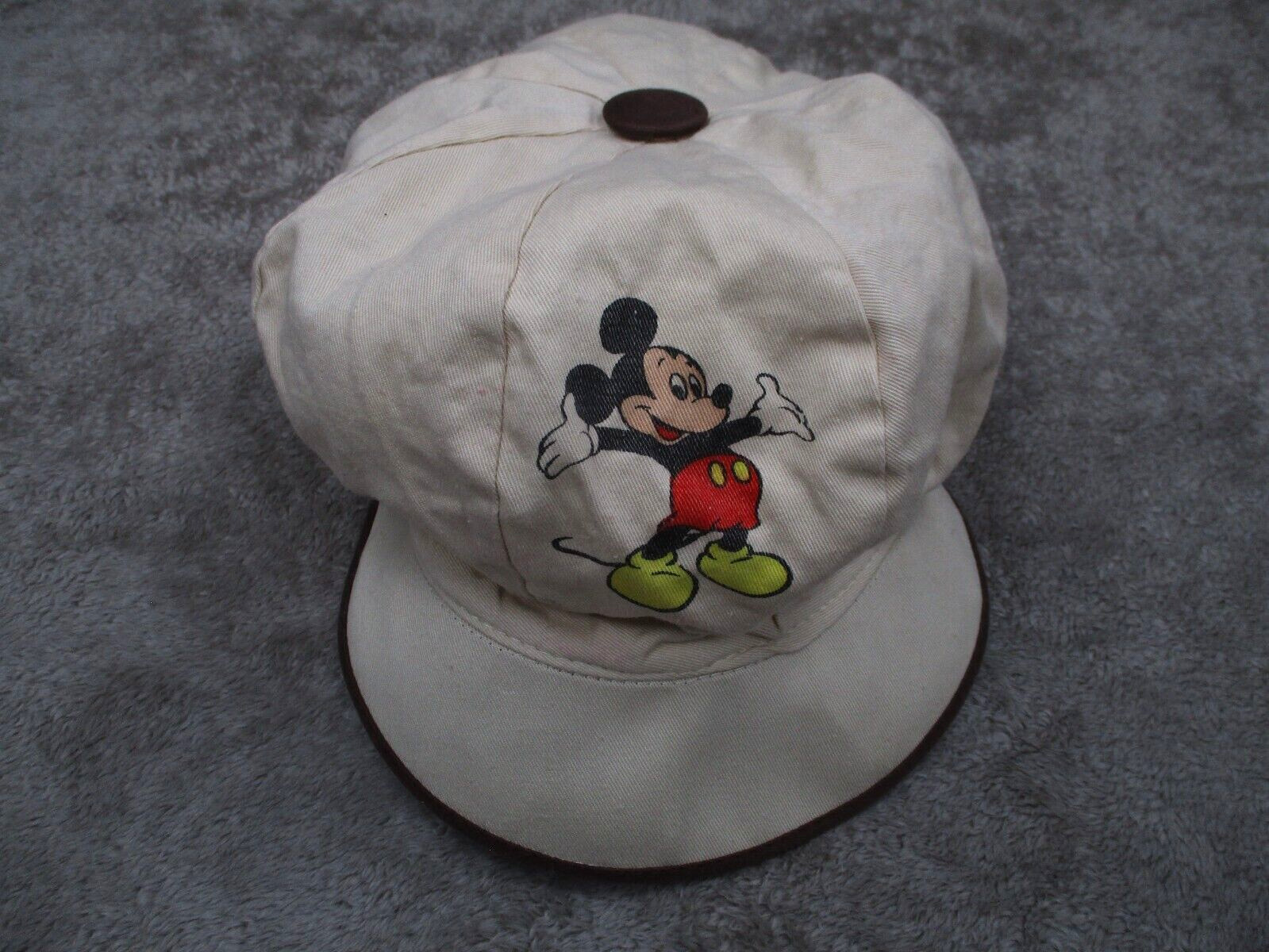 Vintage Walt Disney Hat Cap Mickey Mouse Gatsby Newsboy 2 Beige Collectible