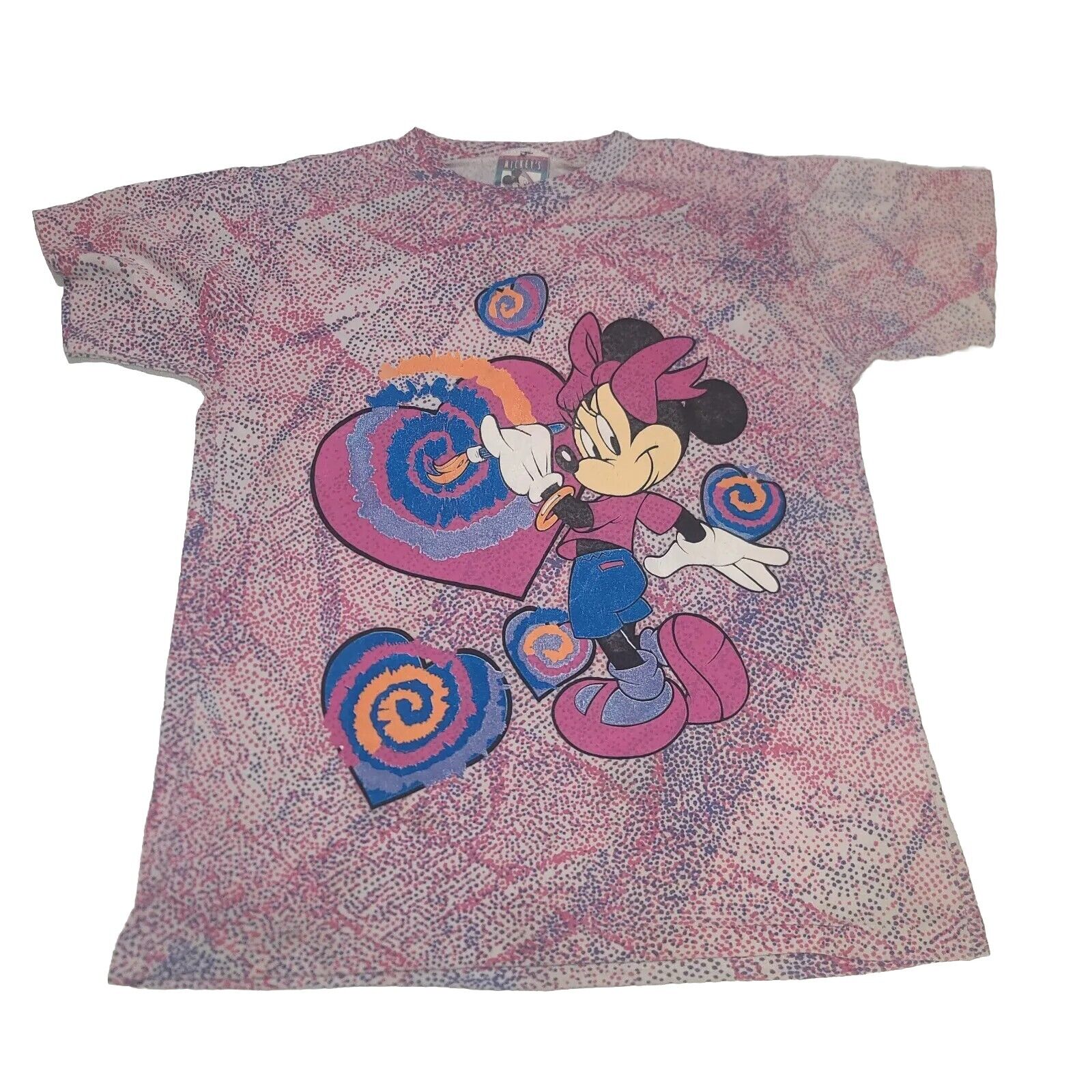 VTG Disney Mickeys Stuff For Kids Tie Dye Minnie Mouse AOP Shirt sz M (10-12)