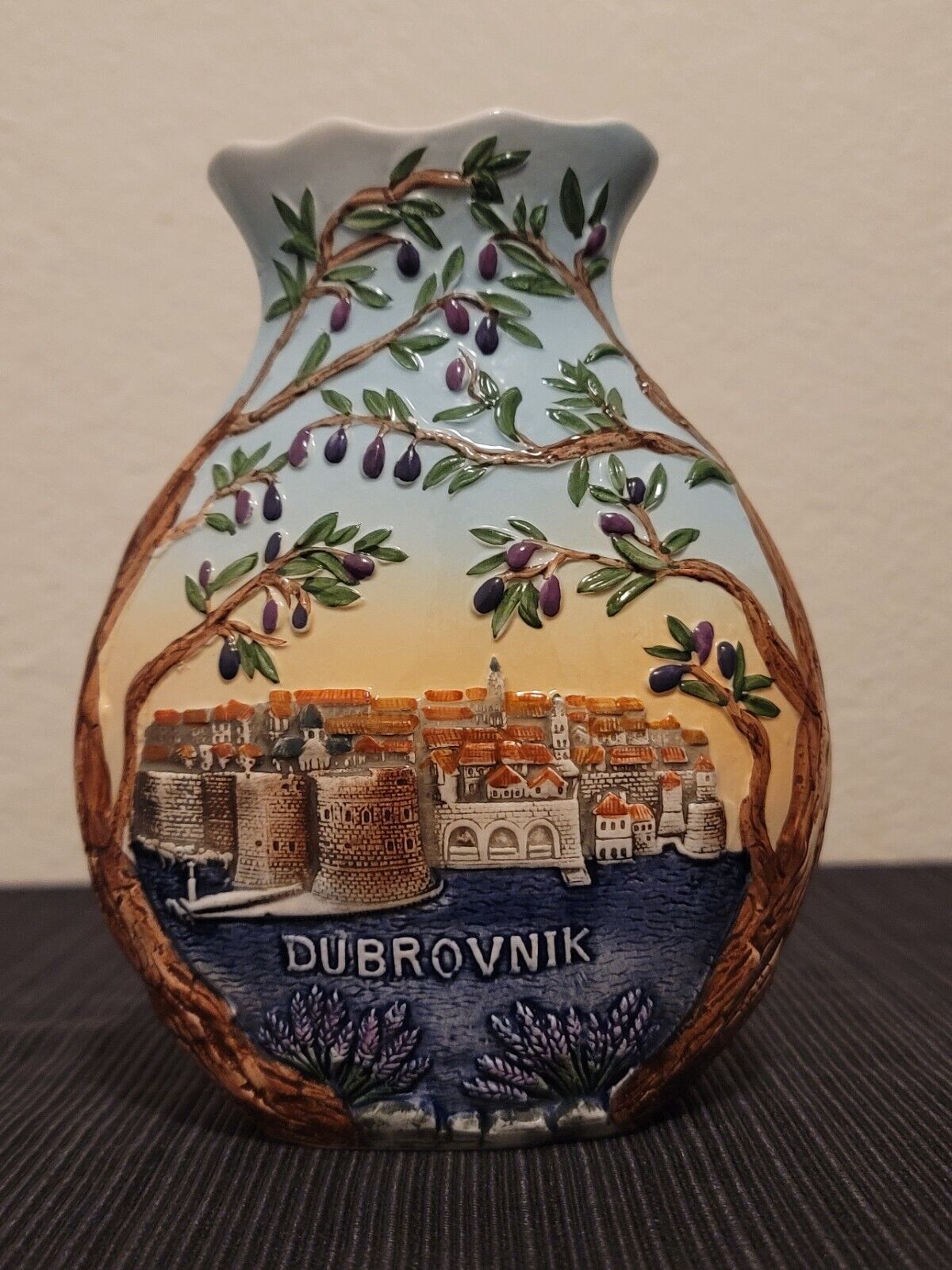 Vintage Ceramic Vase Dubrovnik Castle Croatia 6.5