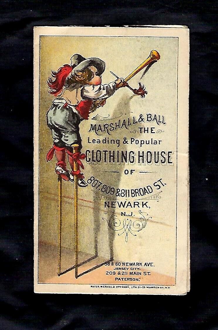 Early 1900\'s Trade Card Marshall & Ball Clothing House, Pins Still Inside Card