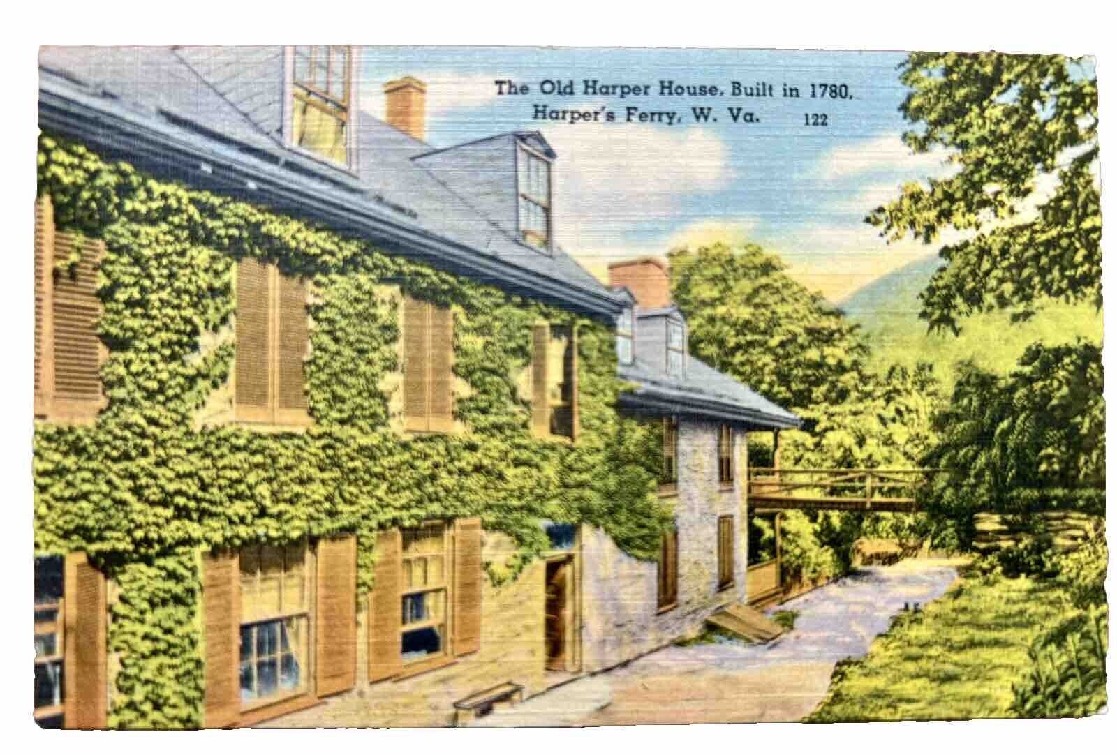 Old Harper House. Harper's Ferry West Virginia WV Vintage Postcard