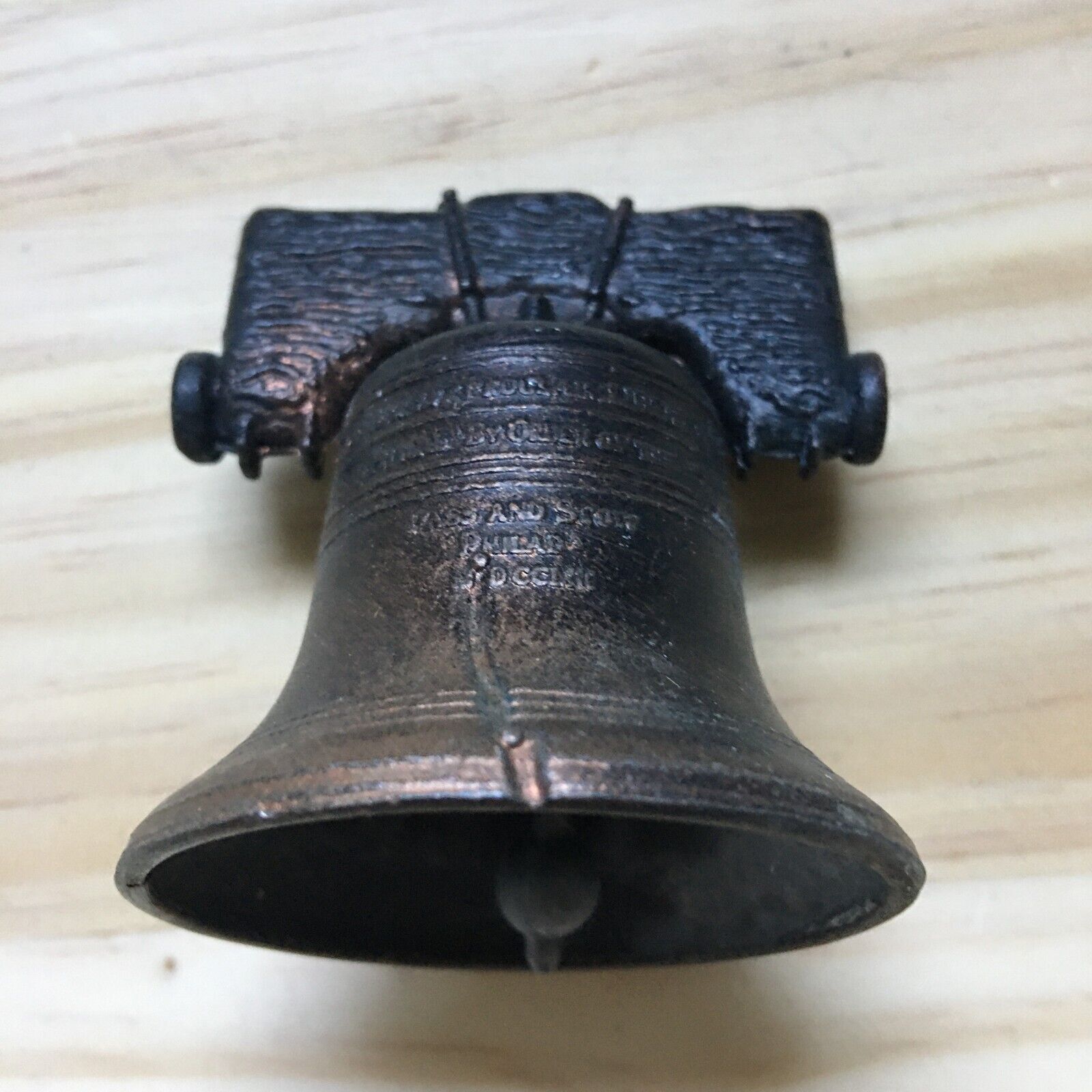 Vintage 1990s Bronze Toned Metal Miniature Liberty Bell 2.75