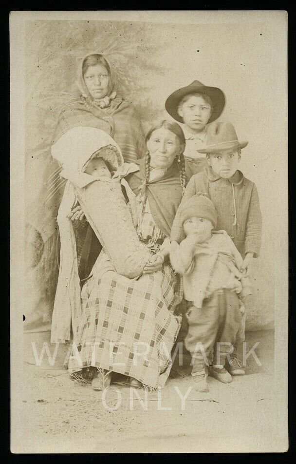 Southern Ute Native American Indian Family Antique 1910s RPPC Photo 1 of 2