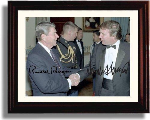 16x20 Framed Ronald Reagan and Donald Trump Autograph Promo Print