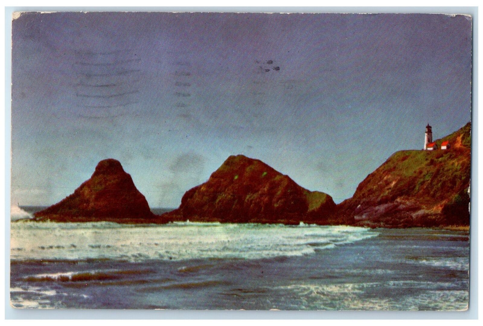 Florence Oregon OR Postcard Heceta Head Oregon's Coastline 1941 Sandy Beaches