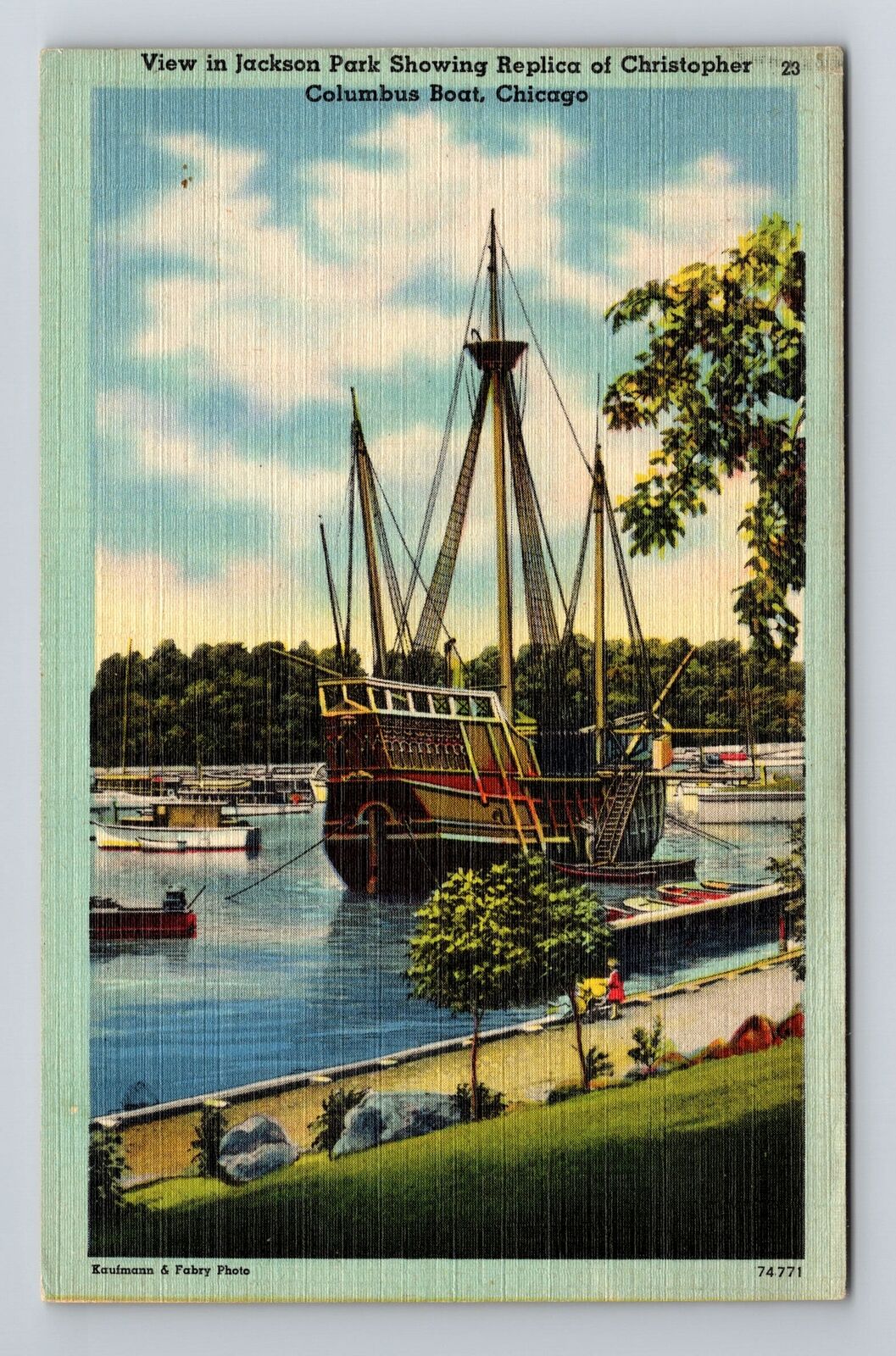 Chicago, IL-Illinois, Jackson Park, Columbus Boat Replica , Vintage Postcard