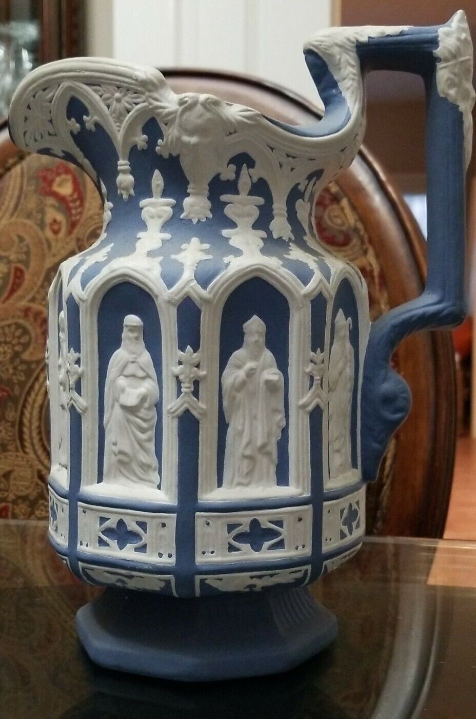 Pitcher Royalty Kings blue/white Greek or Roman Unique Detailed 10 1/4\