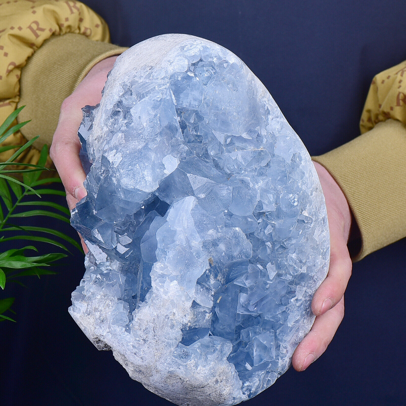 20.92LB Natural blue celestite geode quartz crystal mineral specimen healing