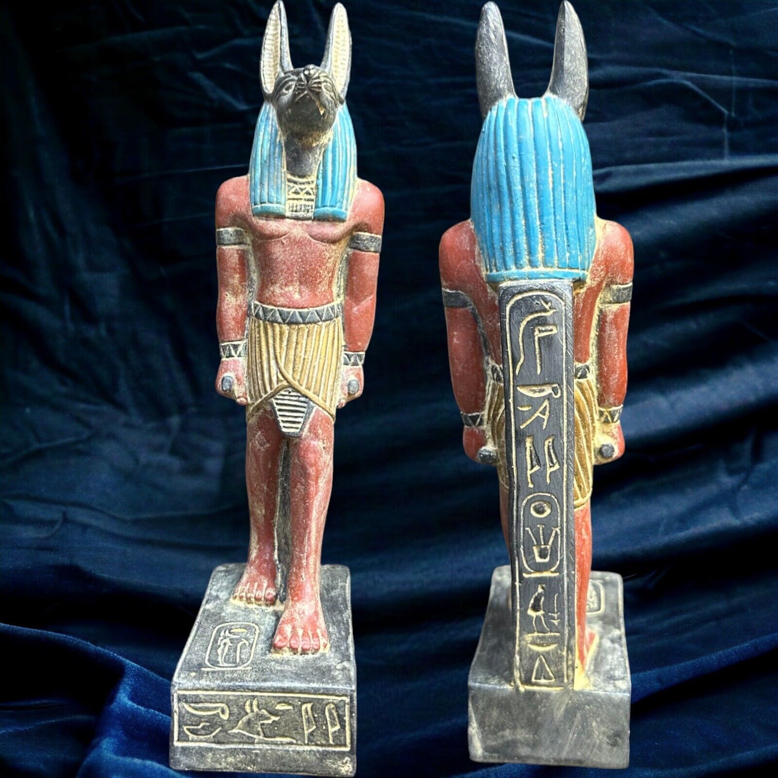 Rare Antique God Set Statue - Handcrafted Egyptian Mythology Sculpture 22cm