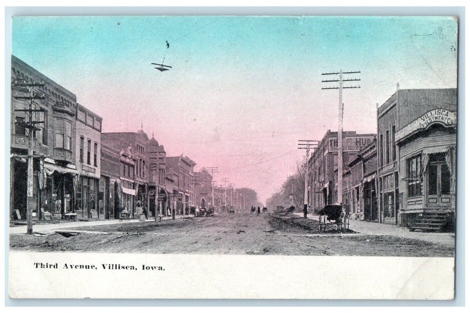 c1910's Third Avenue Villisca Investment Co. Hub Villisca Iowa IA Postcard