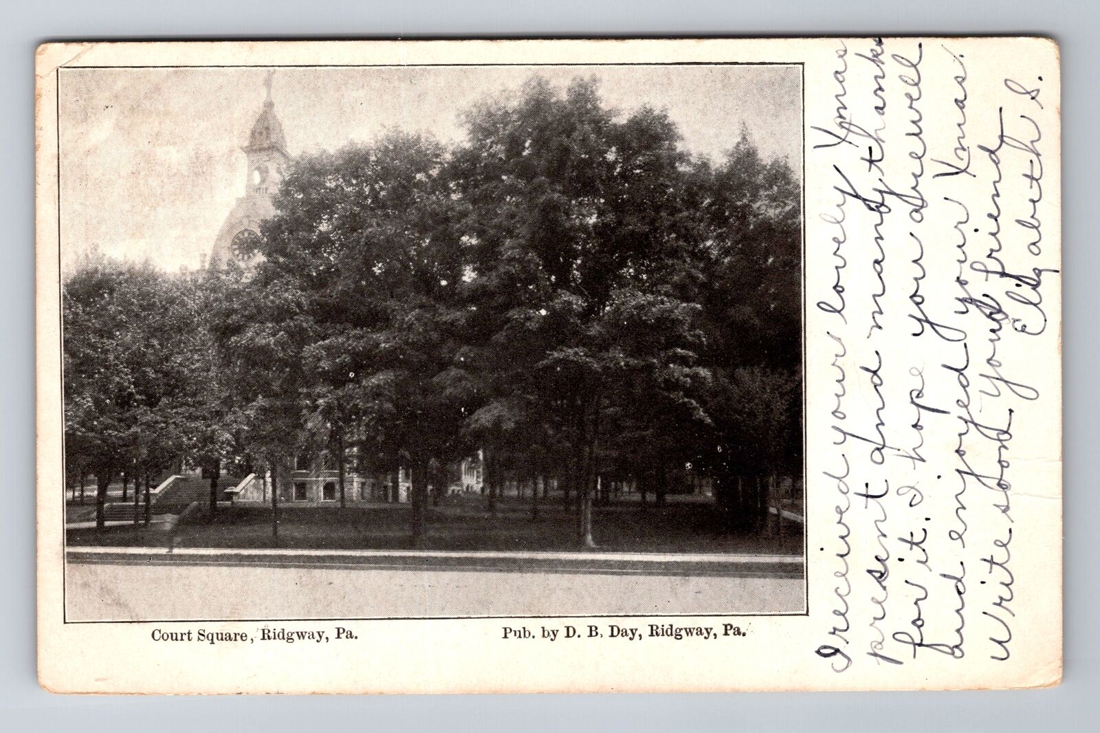 Ridgway PA-Pennsylvania, Court House Square, Antique Vintage c1907 Postcard