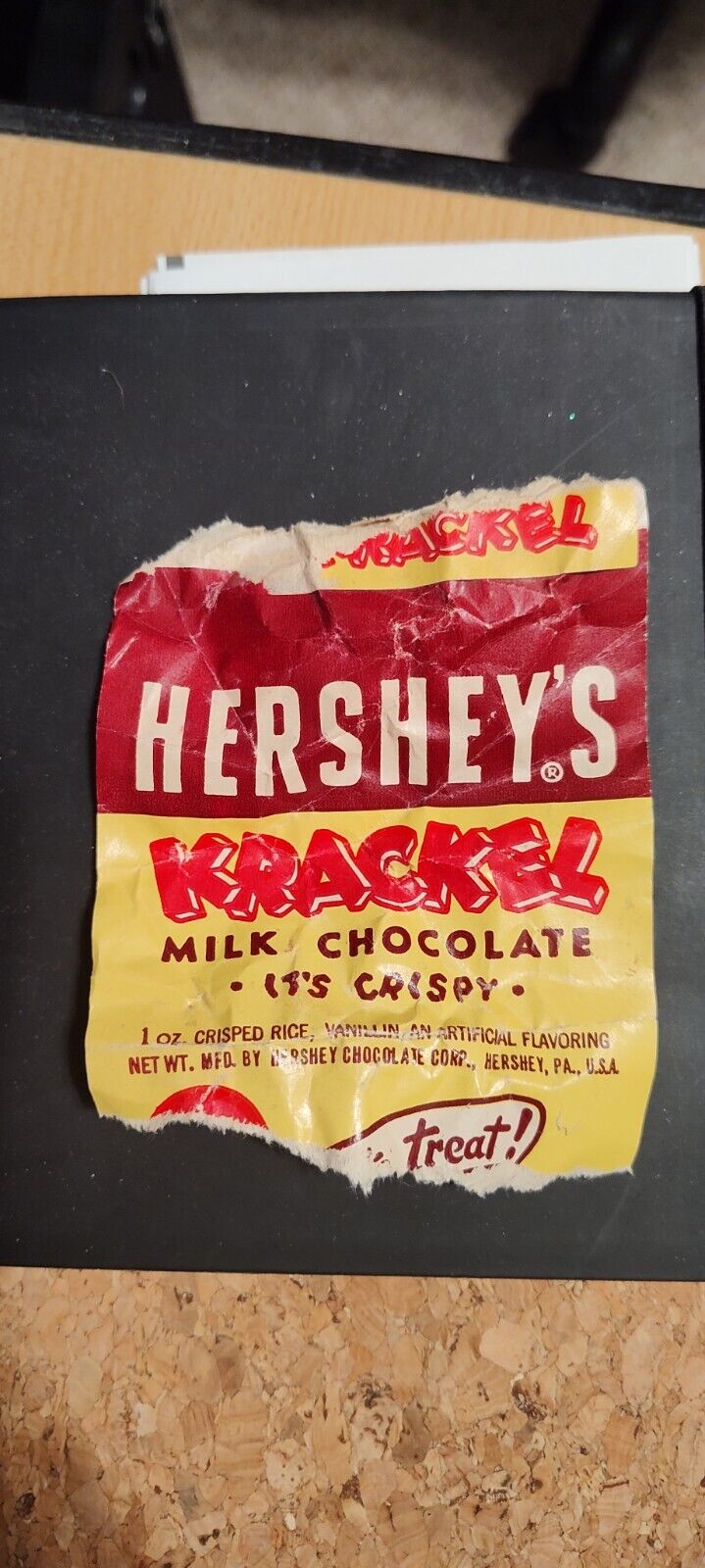 Vintage 1954 Hershey's Krackel wrapper - Partial/Ripped - Hard To Find Design