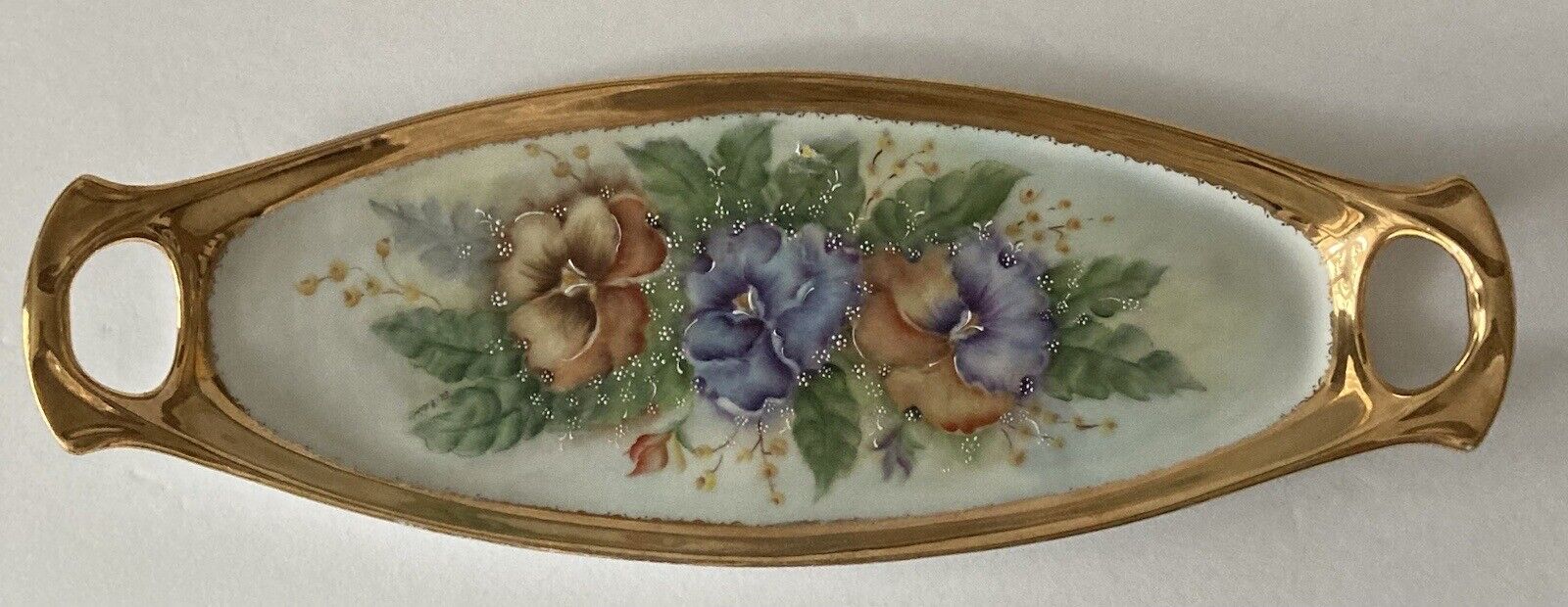 Antique Limoges Giraud France Flowers Dresser Vanity Tray Hand Painted .