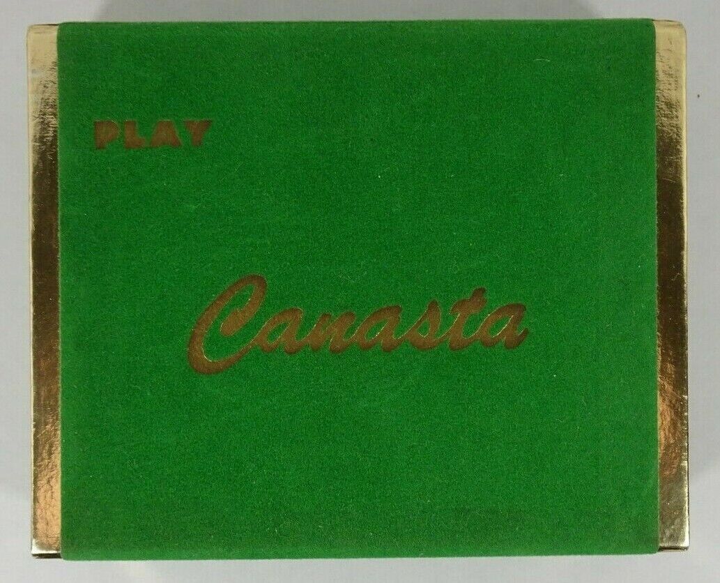 c1950s ARRCO Canasta Playing Cards Two Unopened Decks In Original Velvet Box USA