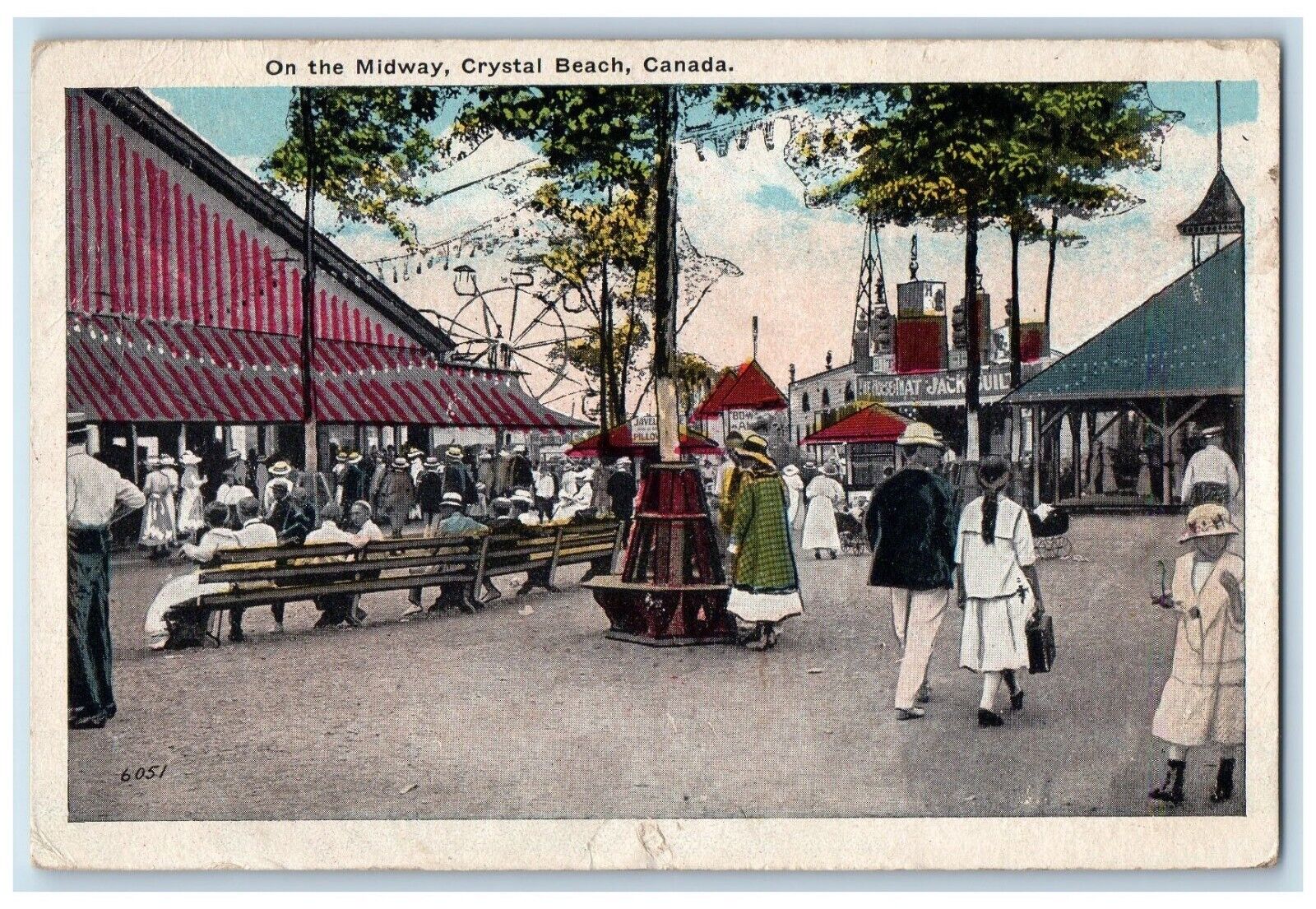 c1910\'s View On The Midway Ferris Wheel Crystal Beach Canada Antique Postcard