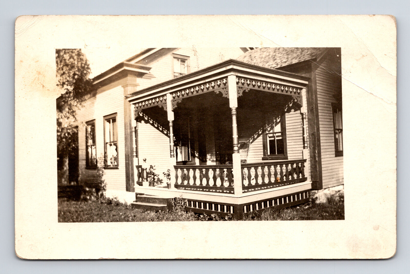 RPPC Porch of Home in Morrisville Morristown Vermont VT Real Photo Postcard