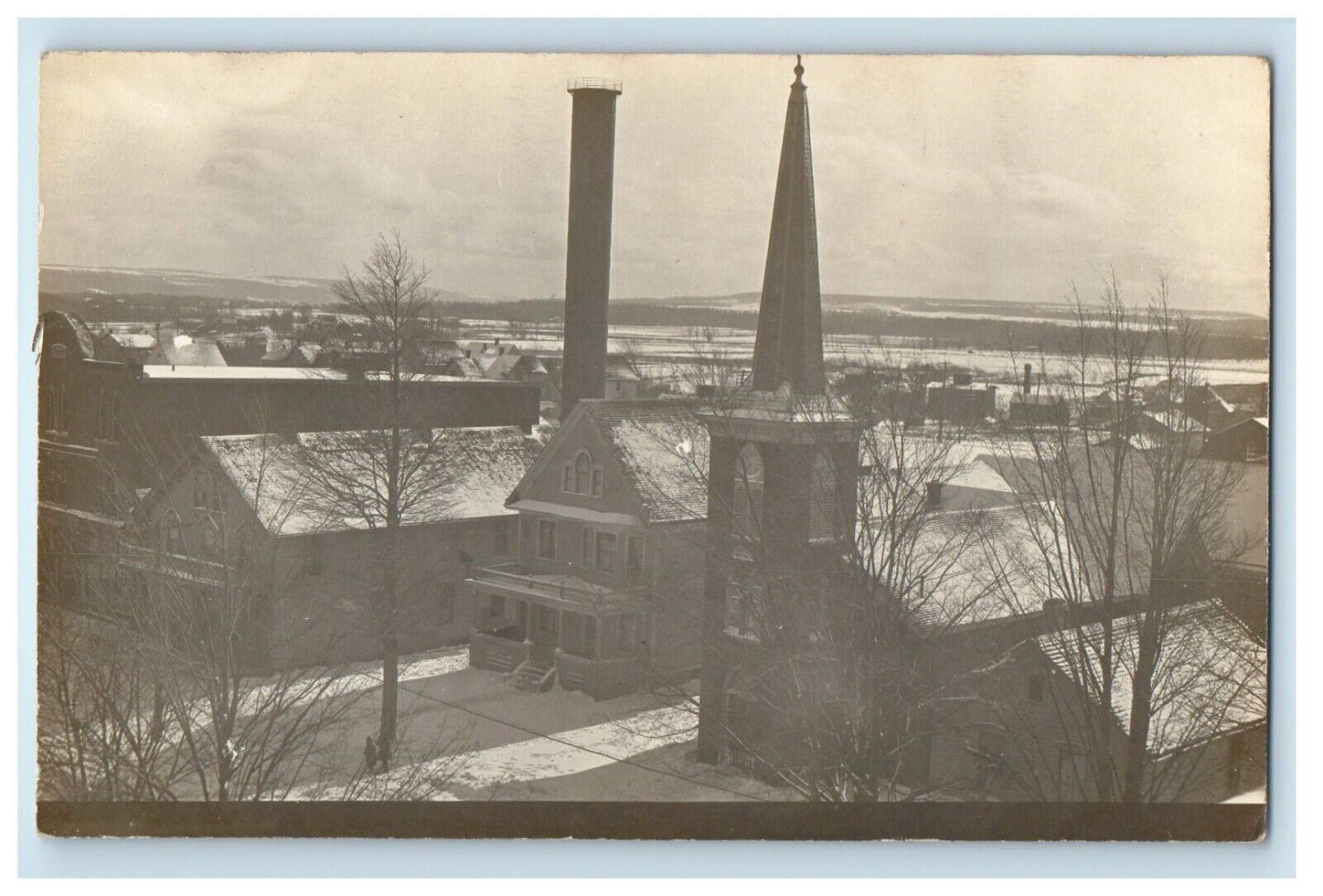 1908 View Of German Church And Parsonage Hamburg New York NY RPPC Photo Postcard