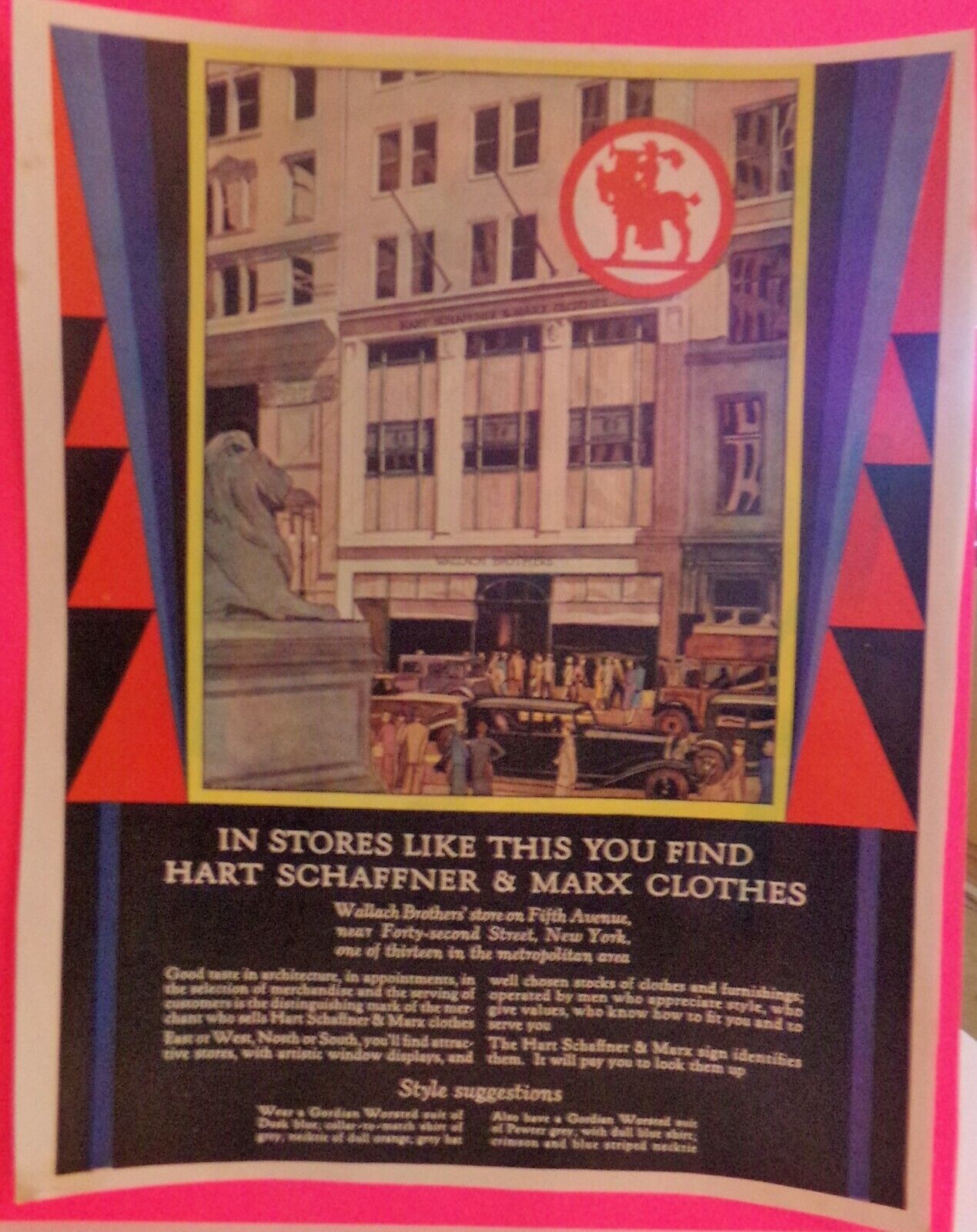 1920\'S Hart Schaffner & Marx Clothing for Men Print Ad Full Color 12in X 17in.