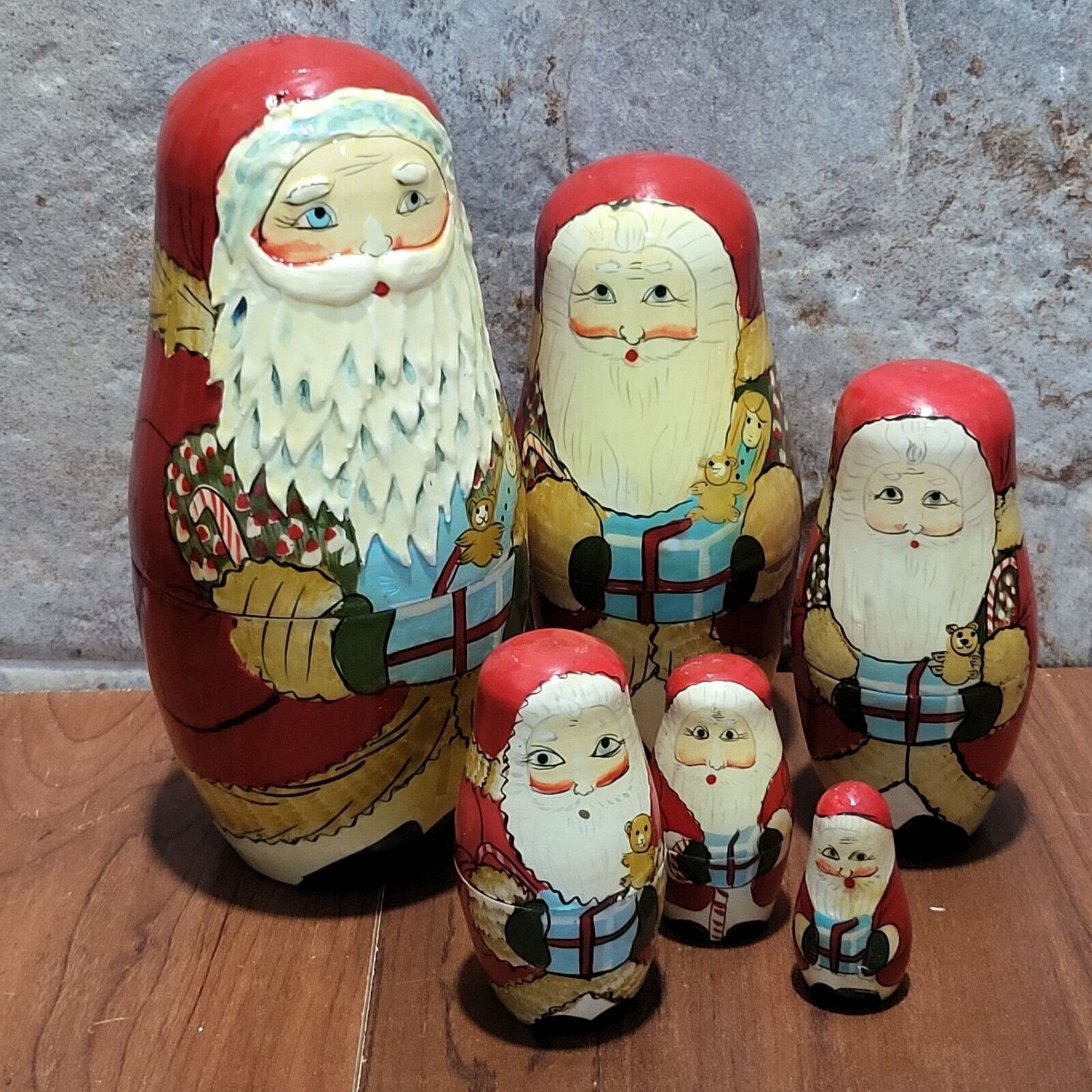 Vintage Nesting Santa Dolls Set of 6