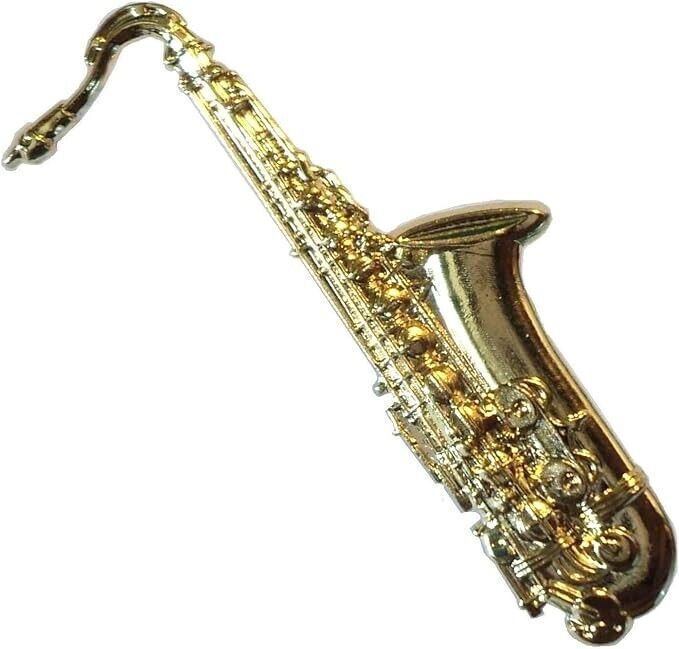 Gold Saxophone Musical Instrument Pin Badge Lapel
