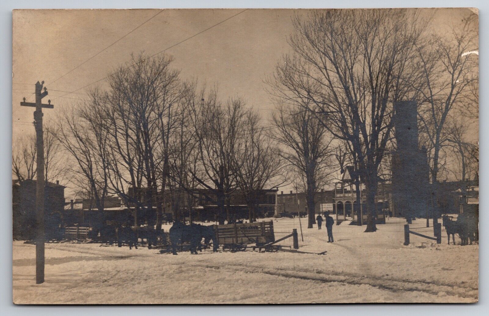View of Park & Main Street Barry Illinois IL c1908 Real Photo RPPC