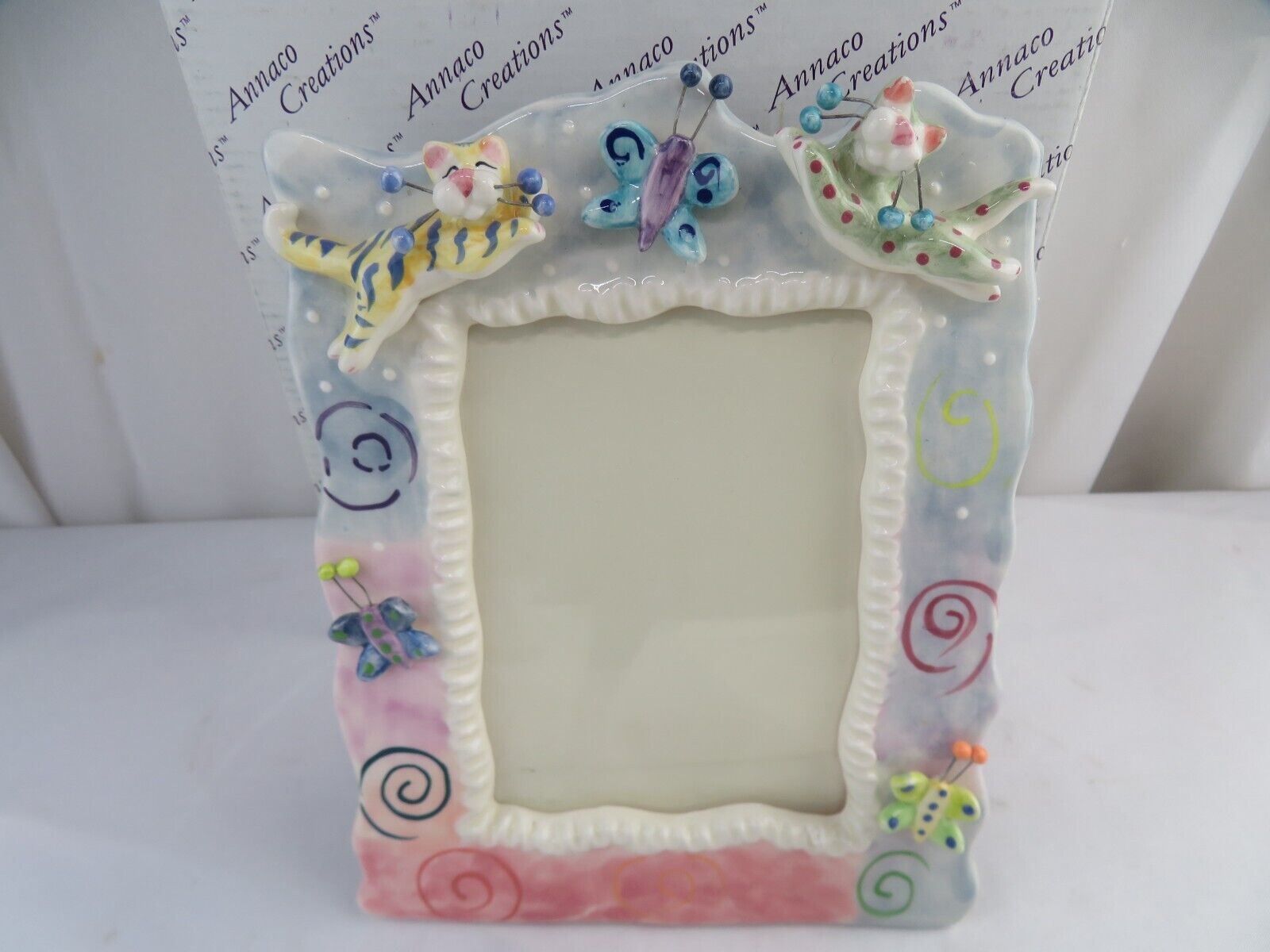 Whimsiclay Amy Lacombe Cat Butterfly Picture Frame Annaco Creations 23664