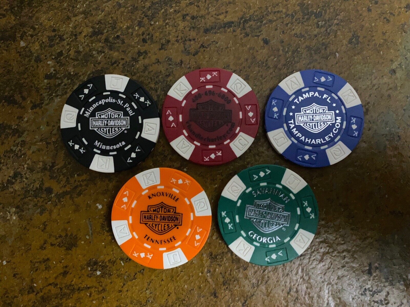 Lot of 5 Harley Davidson Poker Chips