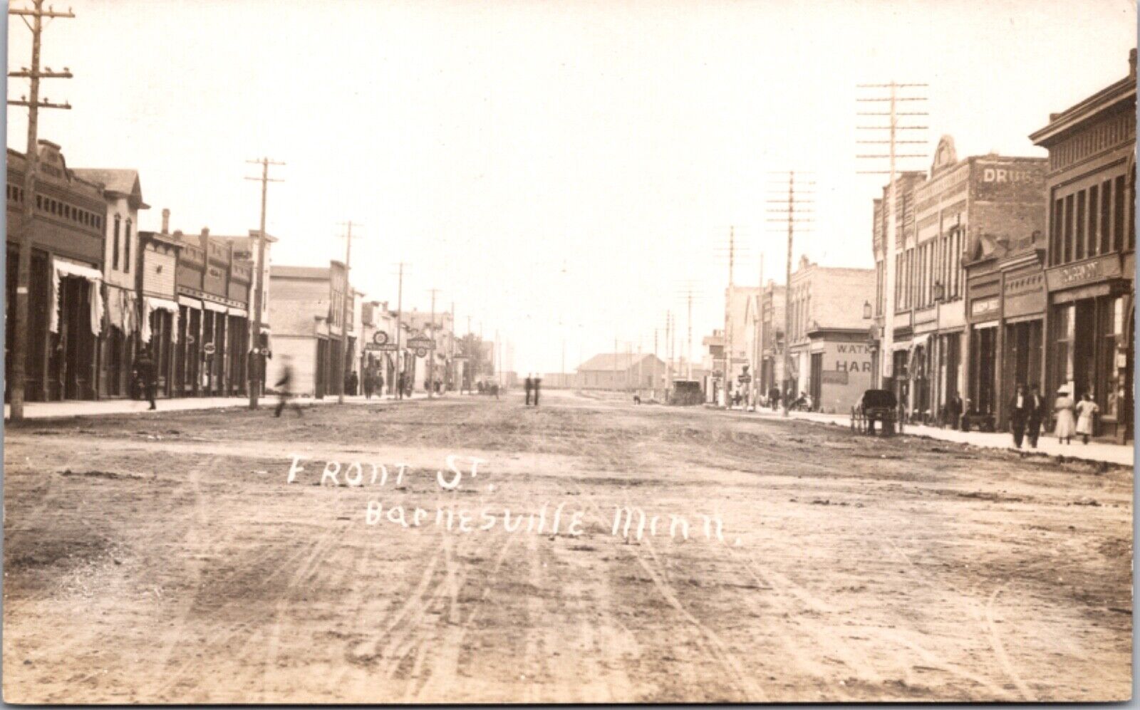 Real Photo Postcard Front Street in Barnesville, Minnesota