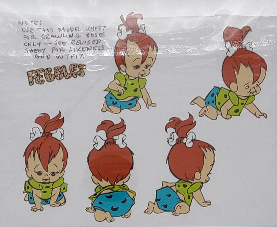 Hanna Barbera-Flintstones-Pebbles 5 Image Original Model Cel
