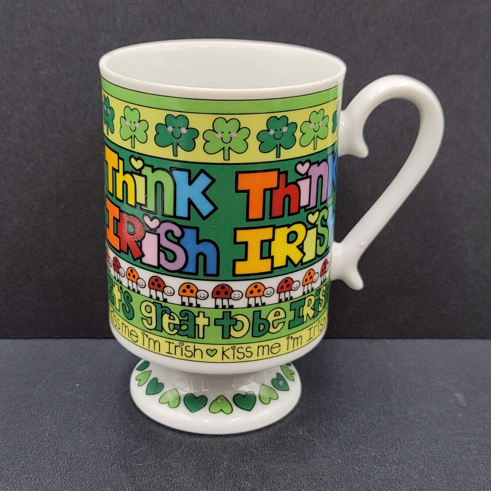 Vintage Courtney Davis Novelty Coffee Mug THINK IRISH Love N Stuff 1984 Enesco