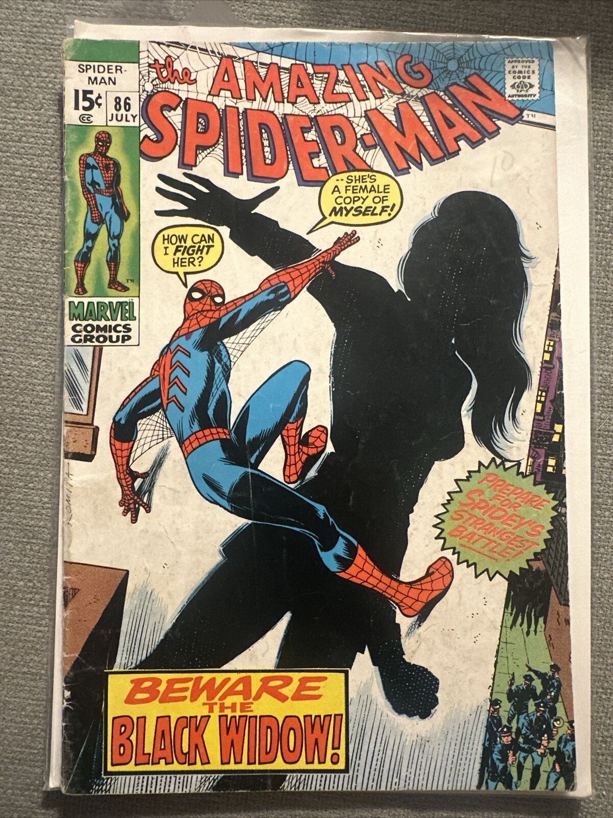 AMAZING SPIDER-MAN #86 - Black Widow Origin and New Costume (1970)