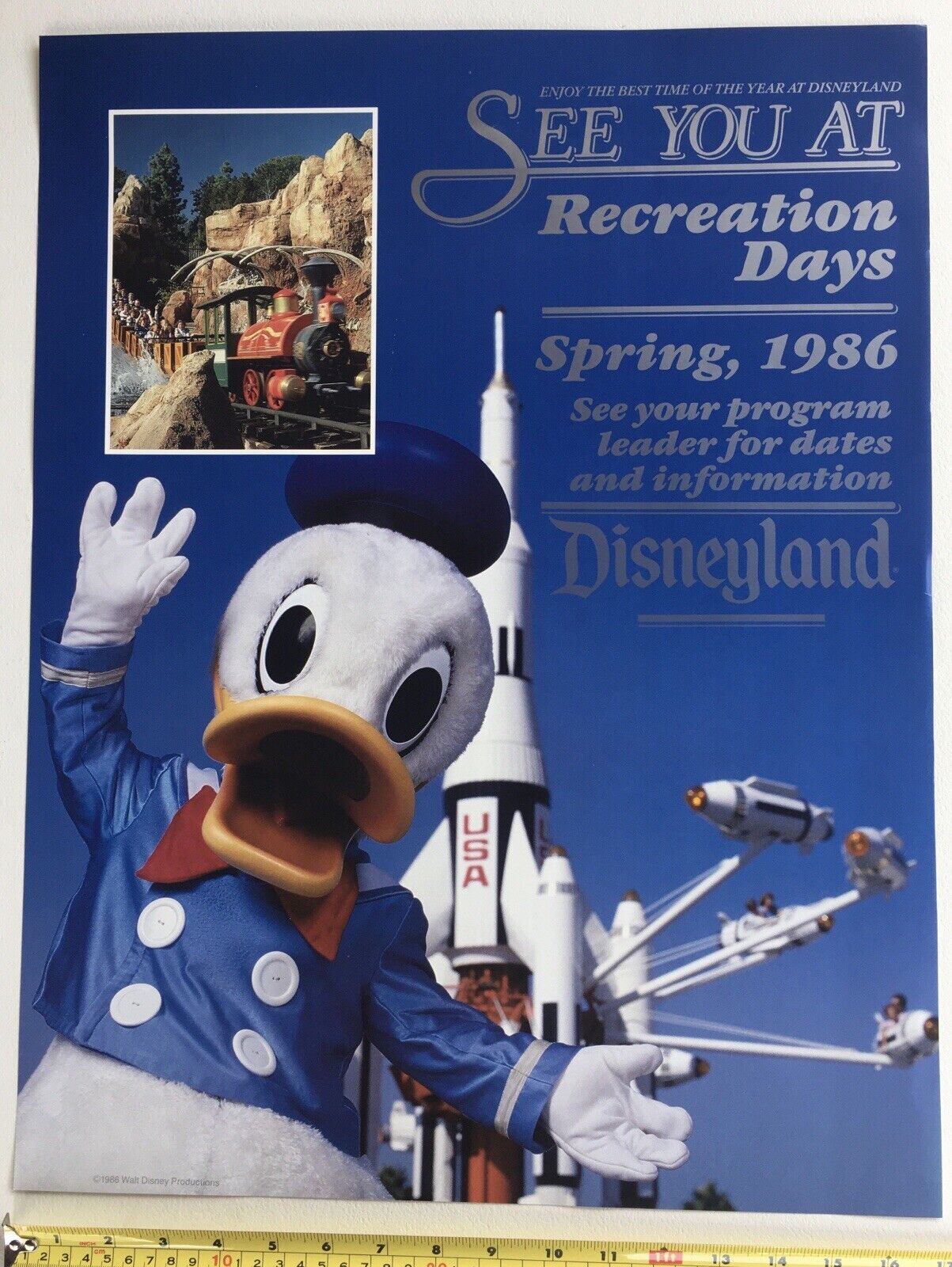Rare Spring 1986 Recreation Days at Disneyland Poster- excellent/ mint condition