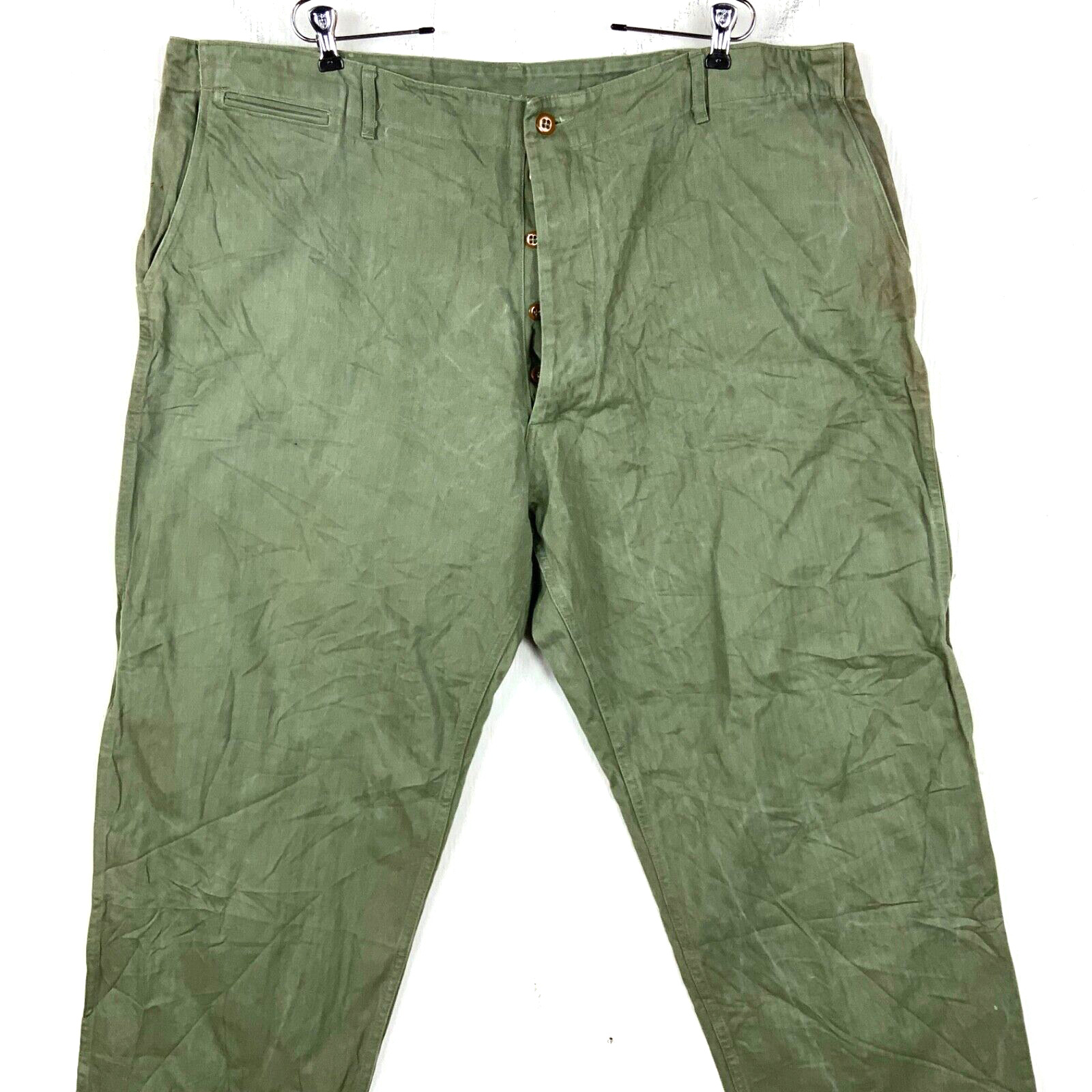 Vintage Us Military Hbt Trousers Size 47x28 Green 40s 50s