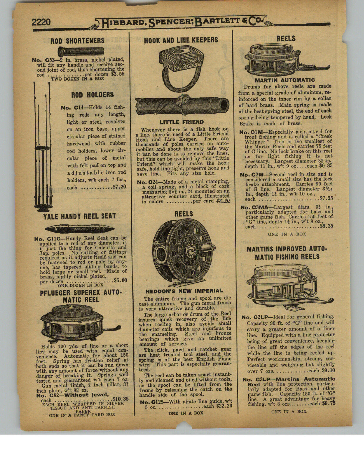 1929 PAPER AD Heddon\'s New Imperial Martin Pflueger Automatic Fishing Reel