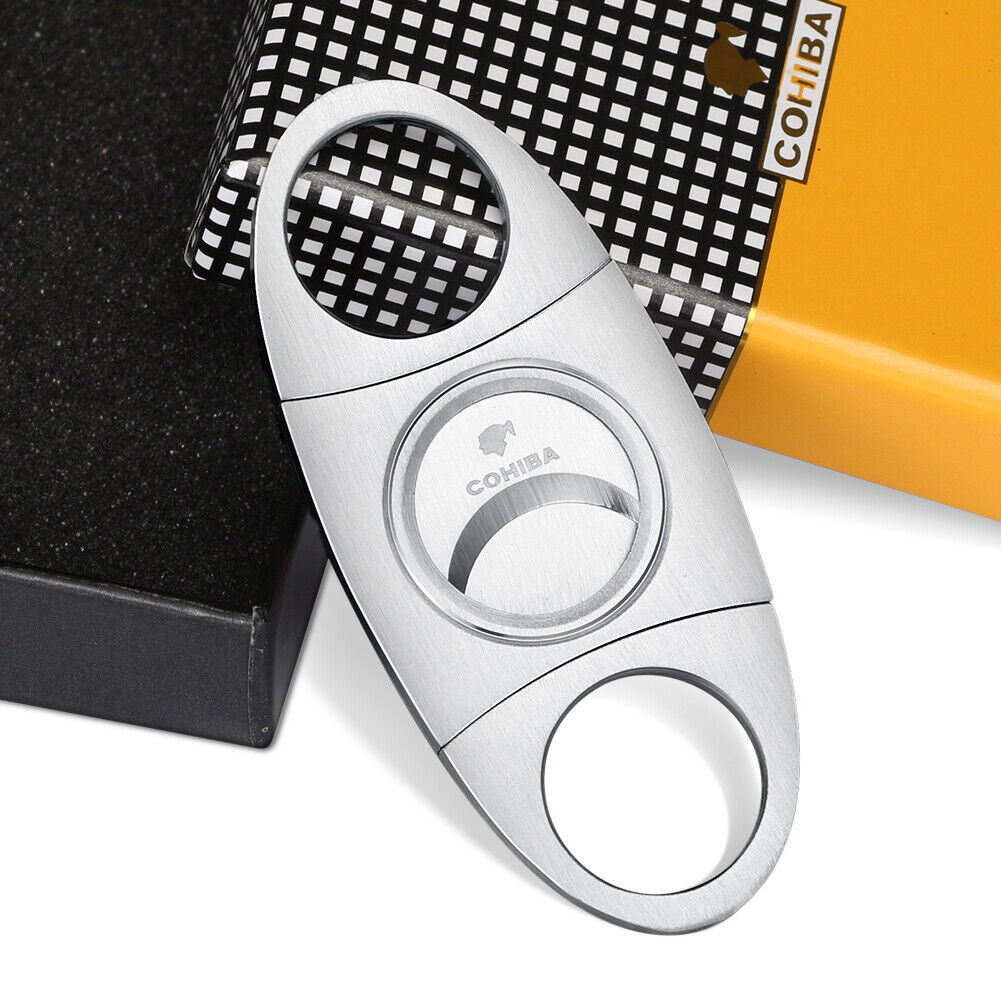 Cohiba Pocket Double Blade Stainless Steel Cigar Cutter Punch Scissors Knife
