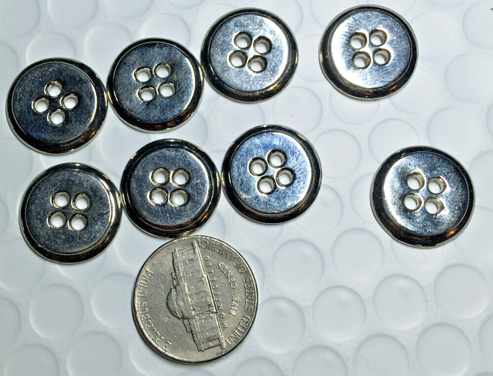 Vintage metal shiny silver color buttons  11/16