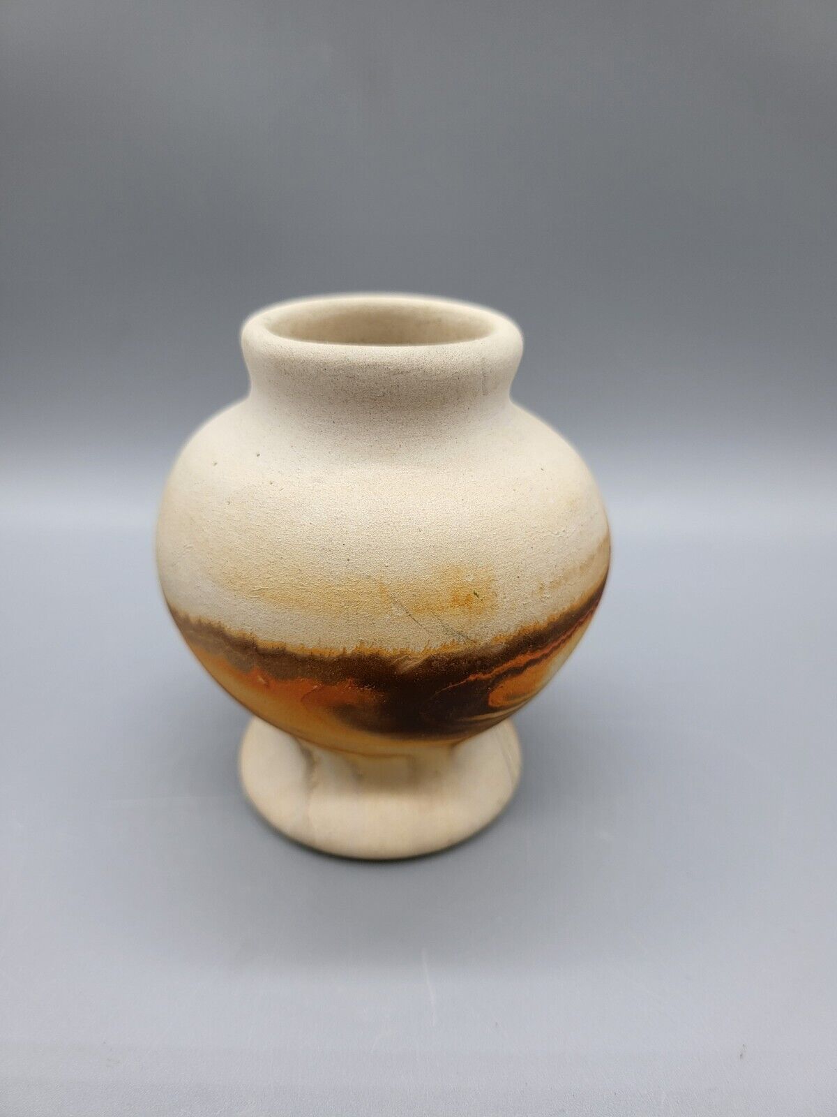 Vintage Large nemadji pottery Brown Marbled Swirl Art Pottery Vase 