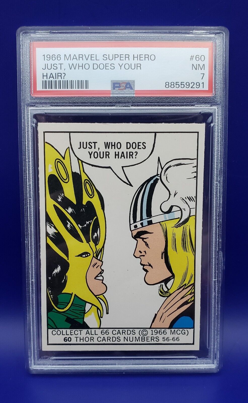 1966 Donruss Marvel Super Hero #60 Just Who Does Your Hair? 🔥 PSA NM 7