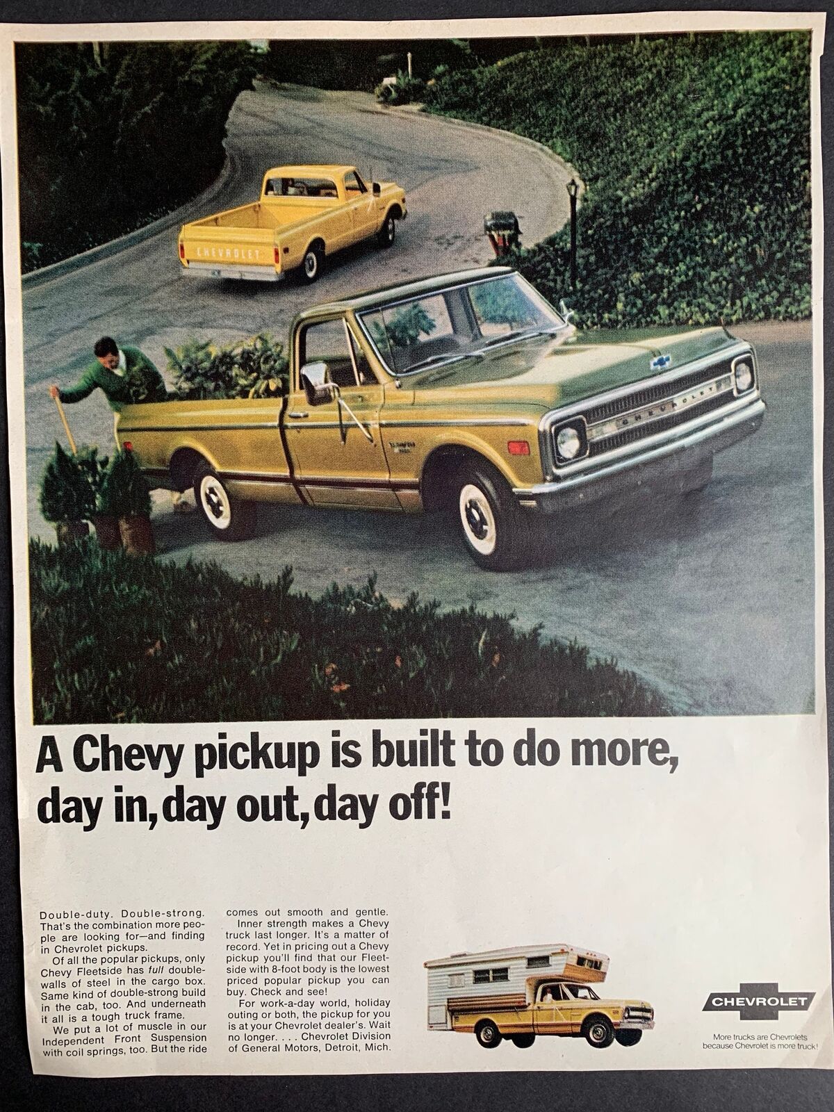 Vintage 1968 Chevrolet Chevy Fleetside Trucks Print Ad