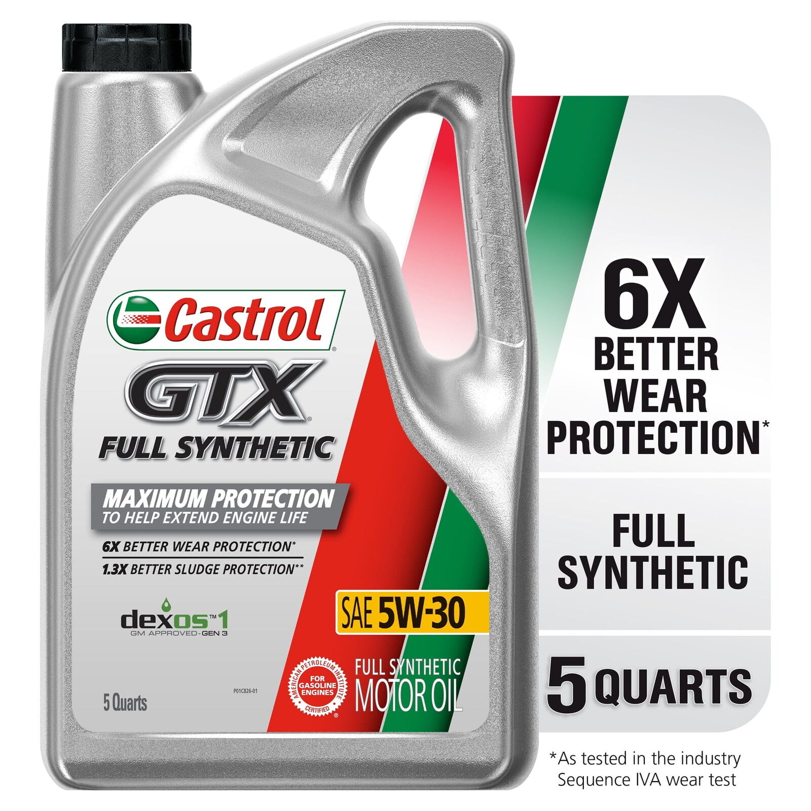 Castrol GTX Full Synthetic 5W-30 Motor Oil, 5 Quarts,  than industry standards**