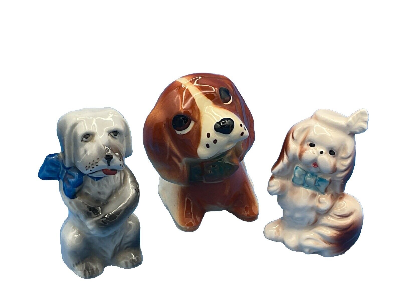 Lot Of 3 Vintage Ceramic Dog Figurines- One Is A Planter And 2 Marked Japan