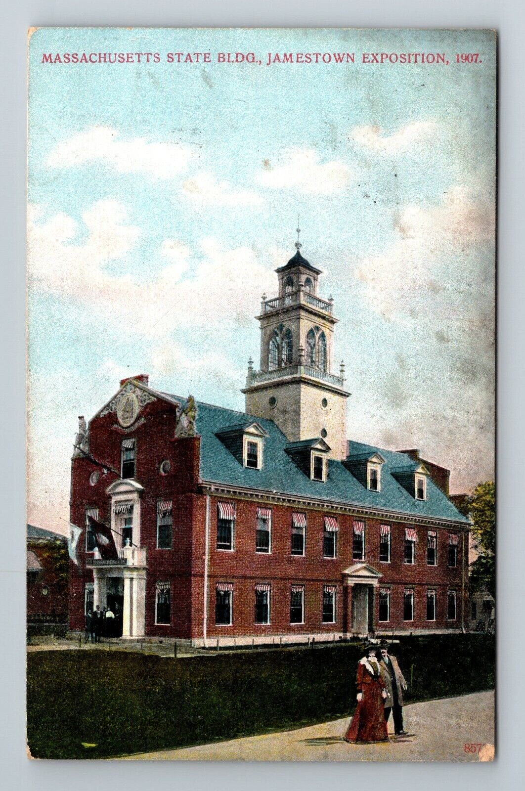 Jamestown VA-Virginia Massachusetts Building at Exposition 1909 Old Postcard