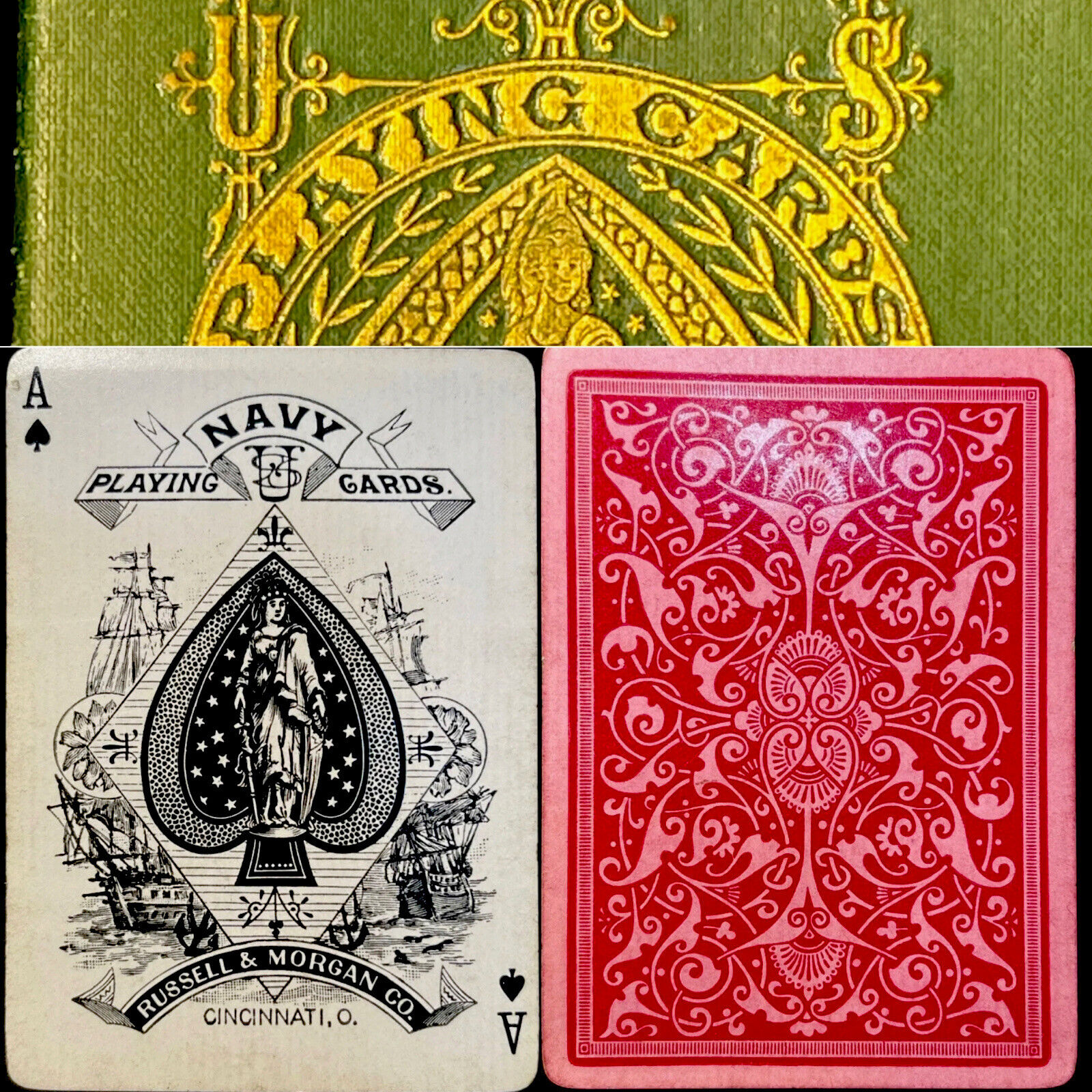 c1883 Armed Services Antique Poker Playing Cards Historic American Gamblers Deck
