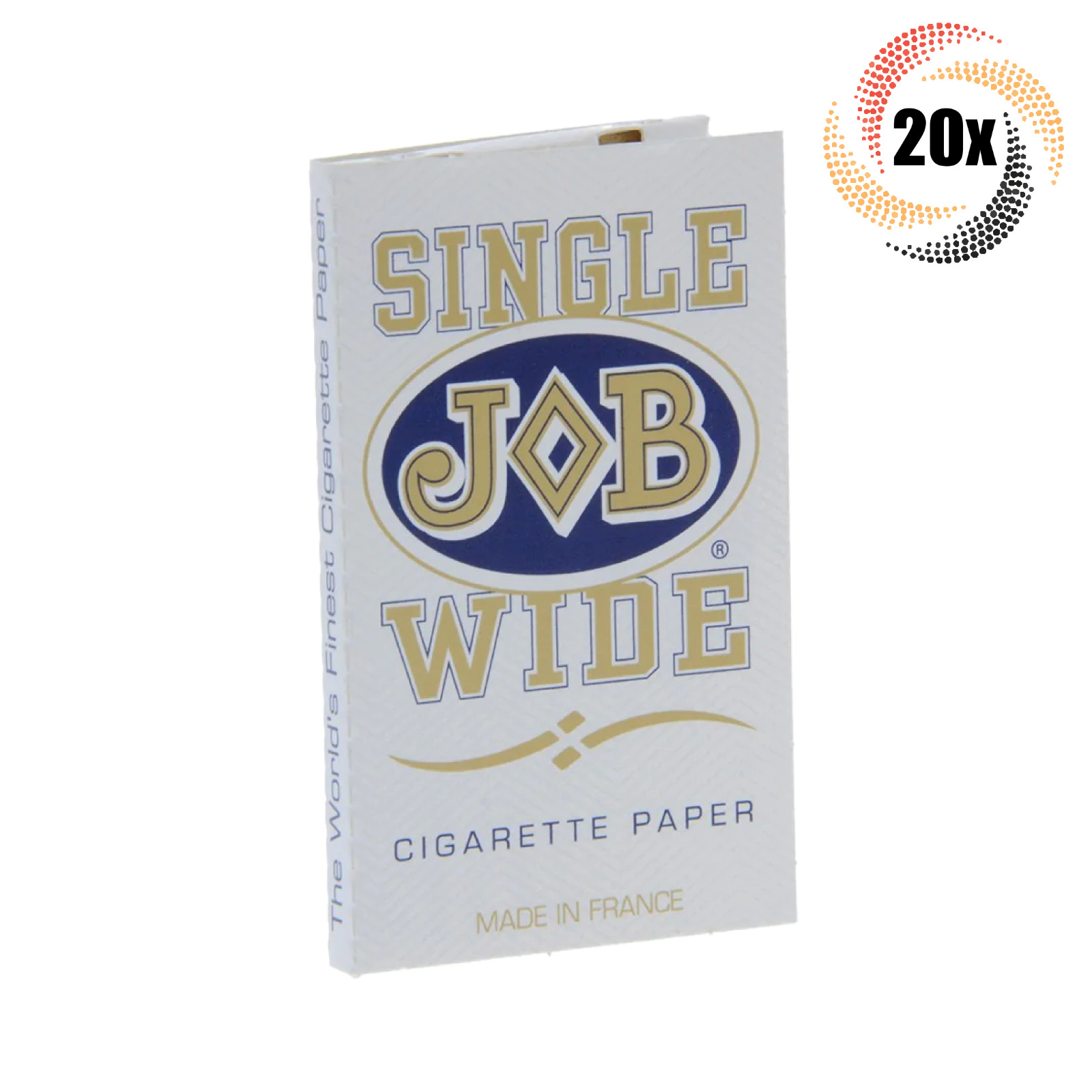 20x Packs JOB White Single Wide | 32 Rolling Papers Per Pack | Slow Burning