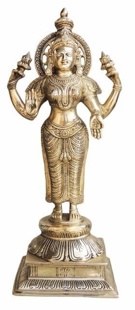 Laxmi Ji Statue With Handwork Brass Antique Finish Decorative Showpiece 17 Inch
