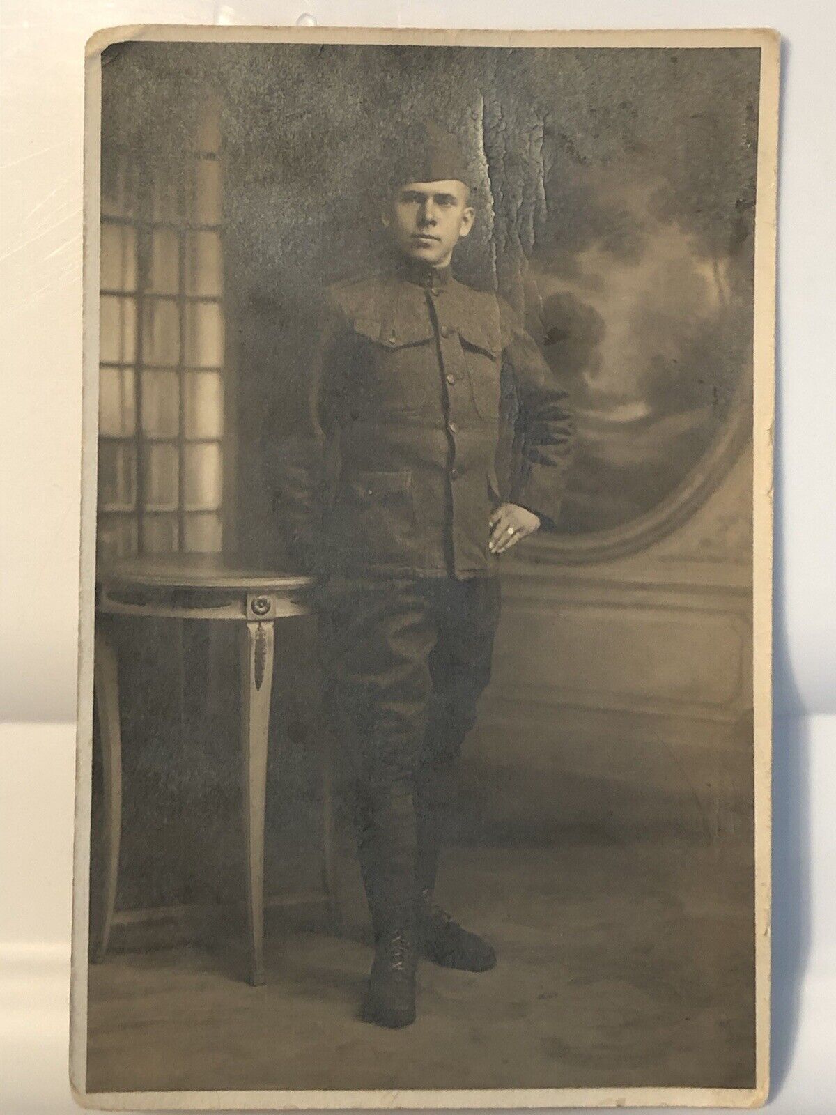 WWI Real Photograph of Uniformed US Soldier Taken in Brest France