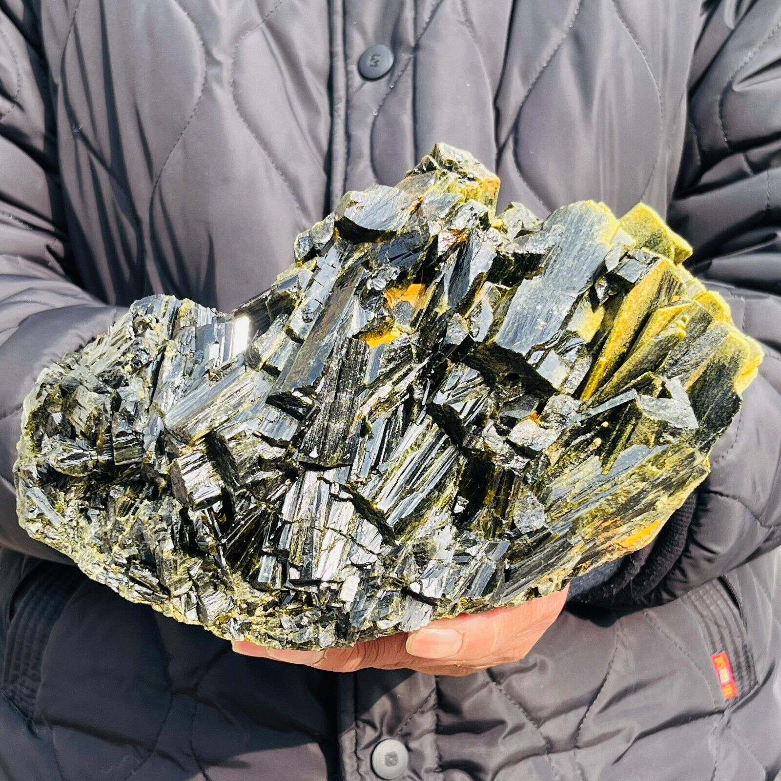 11LB Rare Natural Transparent Epidote Quartz Crystal Cluster Mineral Specimen