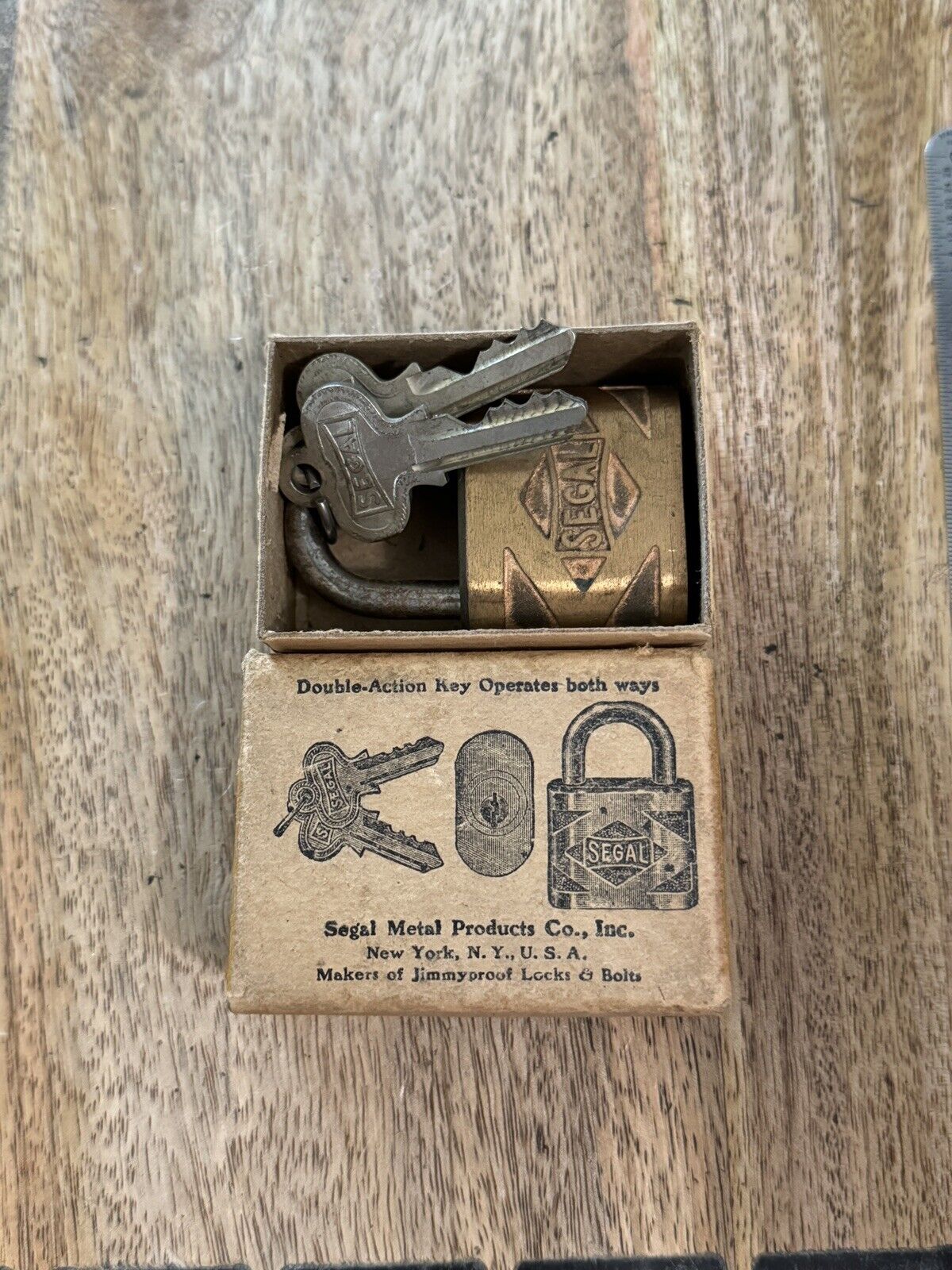 Vintage Old Segal Padlock With Key And Box