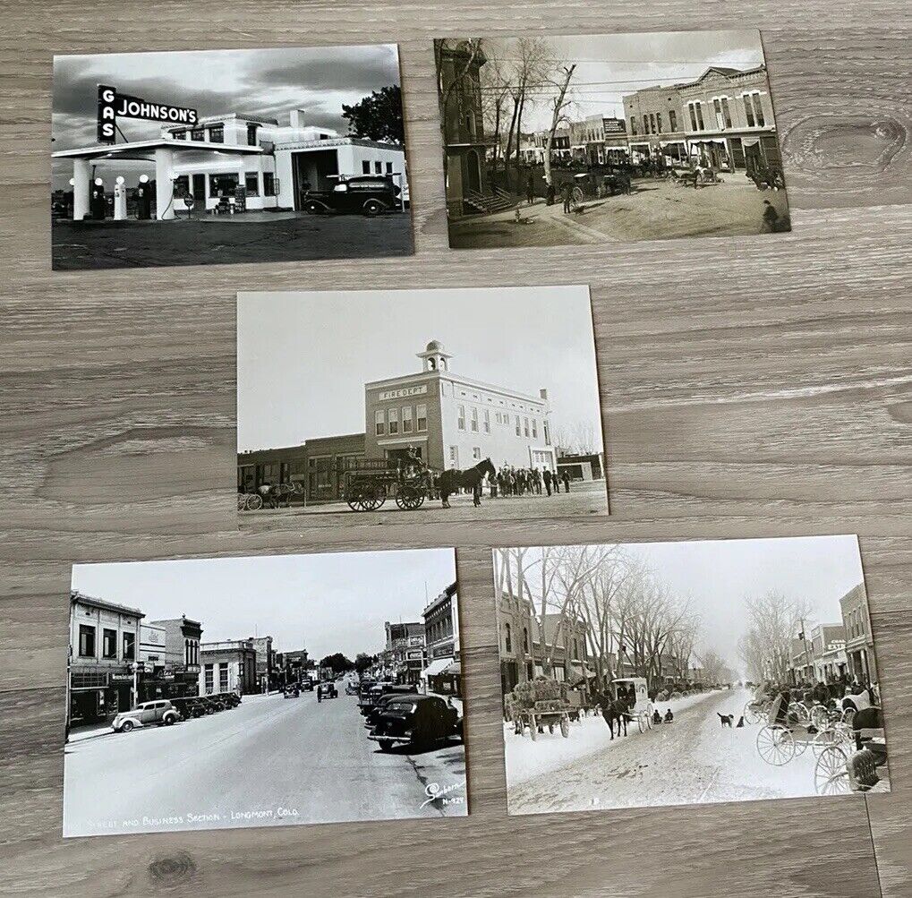 Lot Of 5 Longmont, CO Postcards, Vintage Photo Reproductions, 2008 Prints